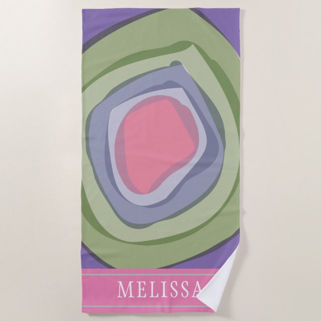 Serviette De Plage Abstrait rose violet personnalisé (Devant)