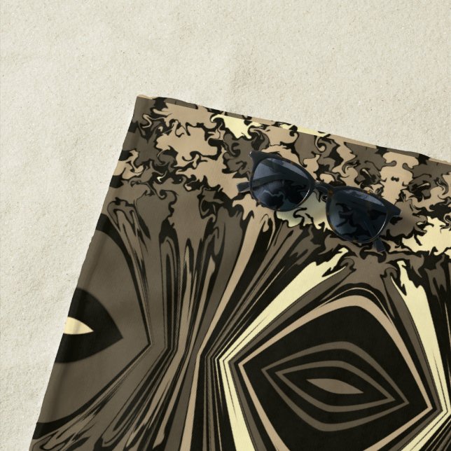 Serviette De Plage Abstrait Twirl Pinched Half Brick / Sepia (En situation)