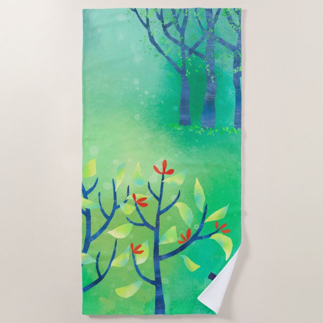 Serviette De Plage Abstrait vert moderne (Devant)