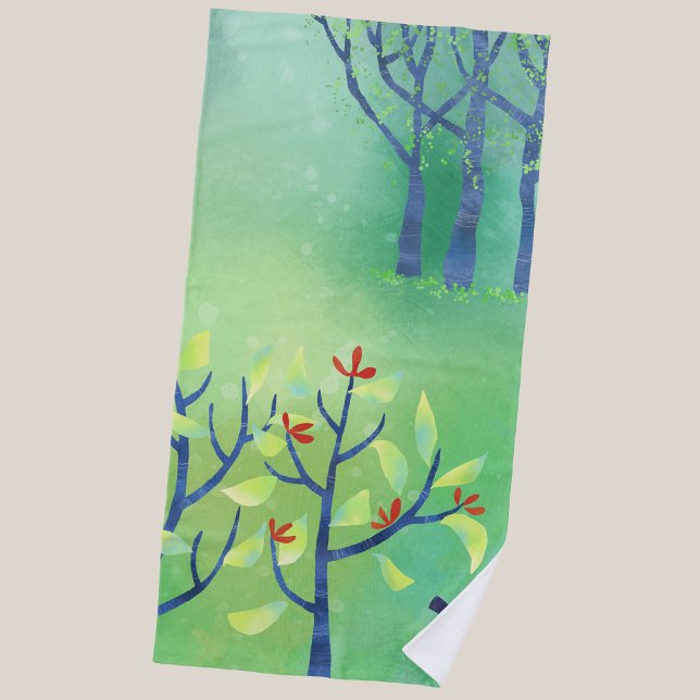 Serviette De Plage Abstrait Vert Moderne (Green botanical hedgerow art beach towel)