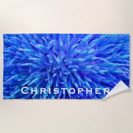 Serviette de plage abstraite de bleu avec le nom