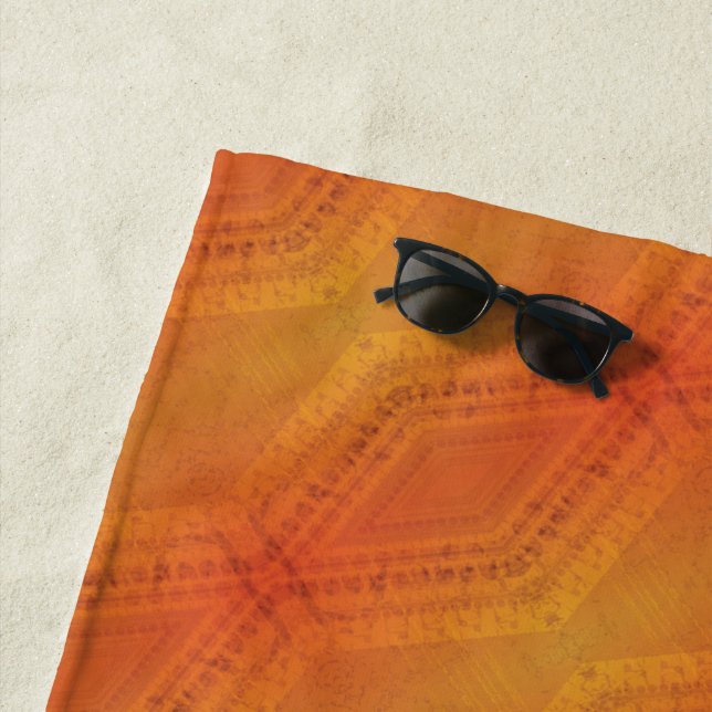 Serviette De Plage Acceptation | Motif de Shibori rouge orange jaune (En situation)