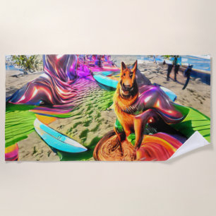 Serviette De Plage Accueil Famille Plage Berger Allemand Chien