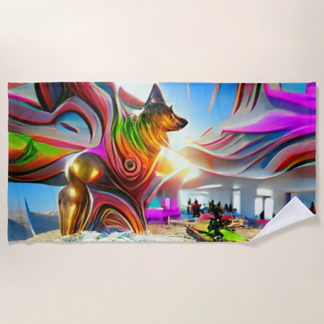 Serviette De Plage Accueil Famille Plage Berger Allemand Chien (Devant)