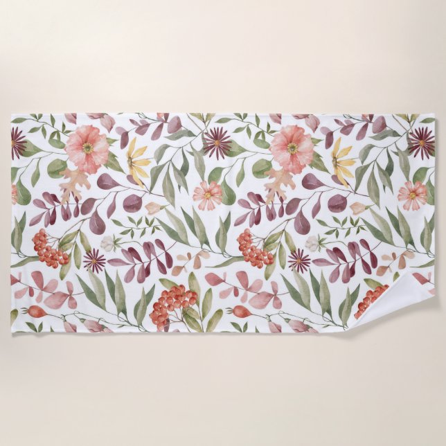 Serviette De Plage Aesthetic floral  shower curtain beach towel (Devant)