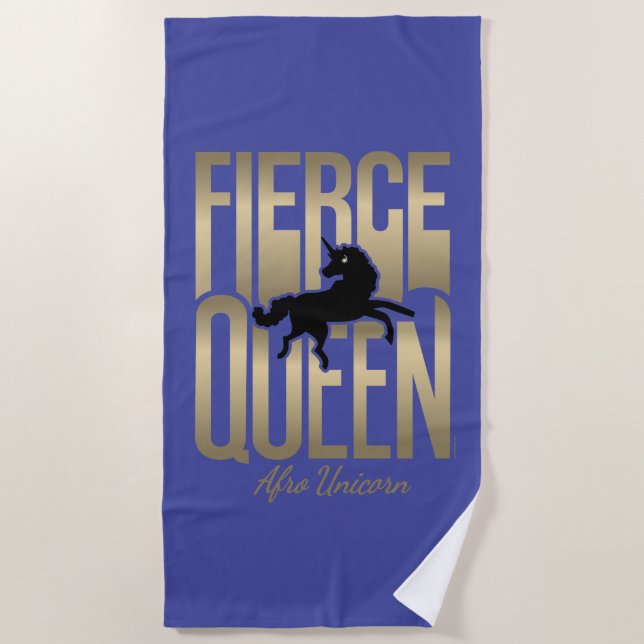 Serviette De Plage Afro Unicorn Fierce Queen (Devant)