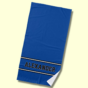 Serviette De Plage Ajouter le nom, Bleu et Bleu Bleu Bleu Bleu