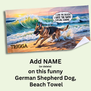 Serviette De Plage Ajouter Nom, Chien berger allemand courant dans de