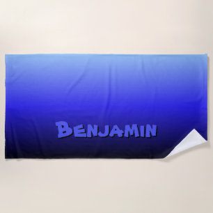 Serviette De Plage Ajouter un nom, dégradé de couleurs bleues