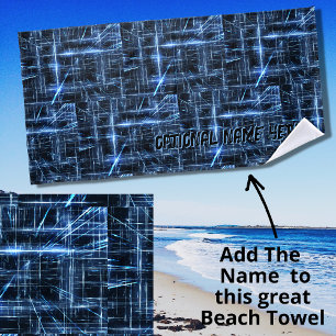 Serviette De Plage Ajouter un nom, lumière Abstraite bleu électrique