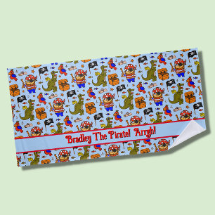 Serviette De Plage Ajouter un nom Texte Symboles pirates de l'enfant 
