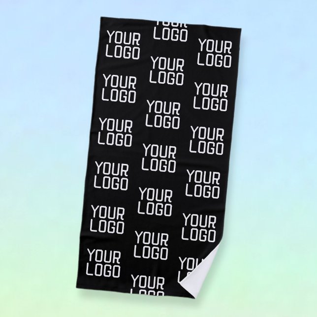 Serviette De Plage Ajouter votre logo Répéter Motif Modèle modifiable (Créateur téléchargé)