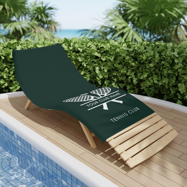 Serviette De Plage Ajouter Votre Nom Club Tennis Team Green (Lawn Tennis Club White Logo Green Beach Towel)