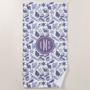 Serviette De Plage Ajoutez vos coquillages du monogramme Lavendar