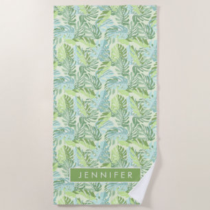 Serviette De Plage Ajoutez vos palmettes tropicales   en pastel
