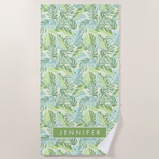 Serviette De Plage Ajoutez vos palmettes tropicales | en pastel (Devant)