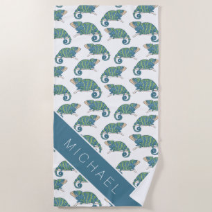 Serviette De Plage Ajoutez votre motif nommé de caméléon de  