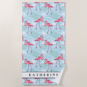 Serviette De Plage Ajoutez votre motif nommé de Flamant rose de