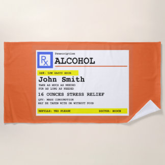 Serviette De Plage Alcool de prescription personnalisé humoristique