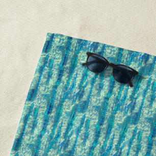 Serviette De Plage Algodão semi pixelado num mix de ciano e turquesa