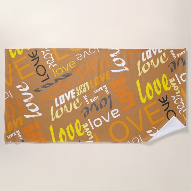 Serviette De Plage Alive Orange Gallery Love Words Art (Devant)