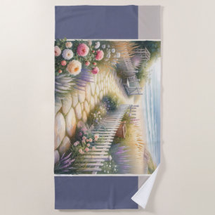Serviette De Plage Allée de jardin de campagne menant à la mer