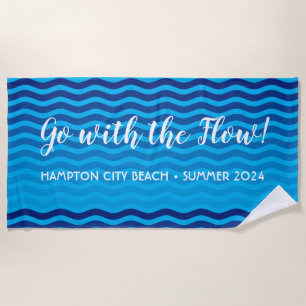 Serviette De Plage "Aller Avec Le Flux" Blue Waves Beach Towel