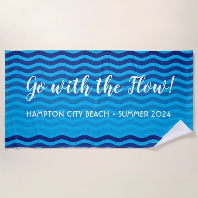 Serviette De Plage "Aller Avec Le Flux" Blue Waves Beach Towel (Devant)