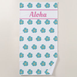 Serviette De Plage Aloha ! Joli Turquoise Blue Tropical Flower Beach