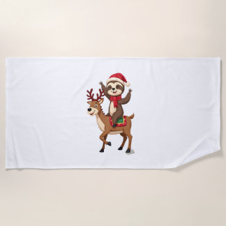 Serviette De Plage Alpaca Sloth Christmas (4)