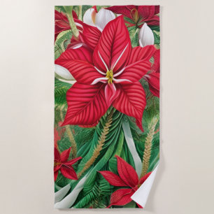 Serviette De Plage Amaryllis Poinsettia Hybride AI Art