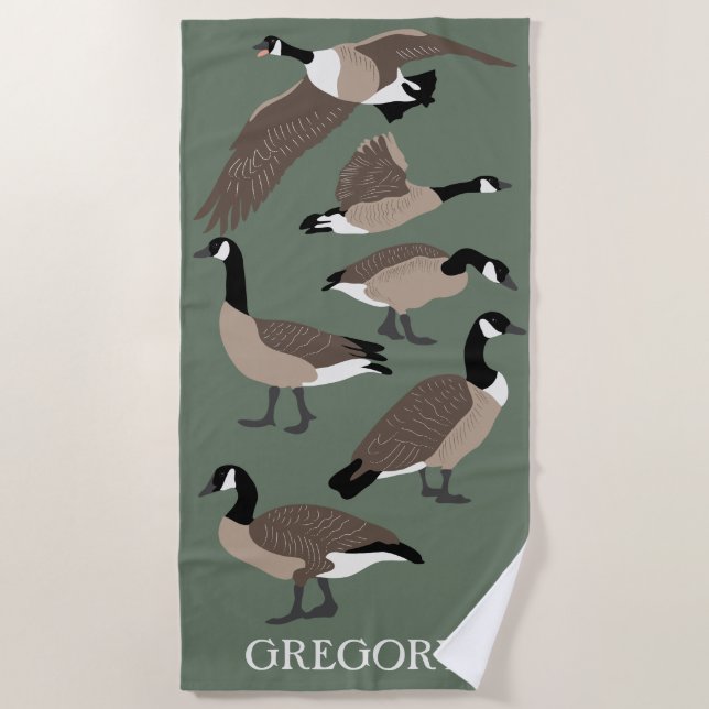 Serviette De Plage Amateurs d'oiseaux Canada Oies Illustration person (Devant)