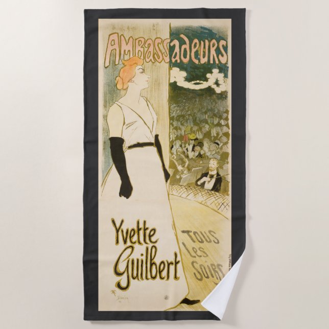 Serviette De Plage Ambassadeurs Yvette Guilbert par Theophile Steinle (Devant)