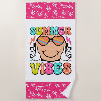 Serviette De Plage Ambiance estivale mignonne amateurs de plage