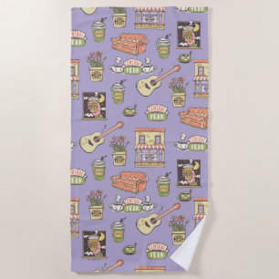 Serviette De Plage AMIS™   Motif d'icône violet