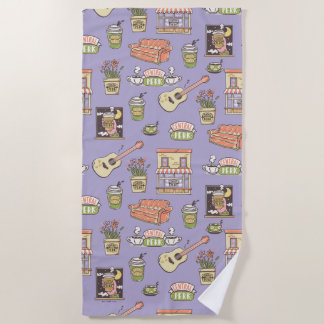 Serviette De Plage AMIS™ | Motif d'icône violet