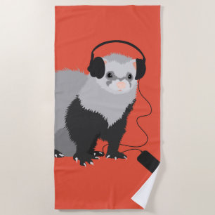 Serviette De Plage Amoureux de la musique furet