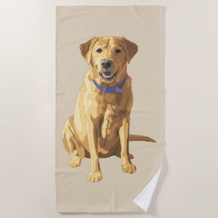 Serviette De Plage Amoureux des chiens d'extraction du Labrador jaune