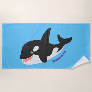 Serviette De Plage Amusante baleine orque mignonne dessin animé