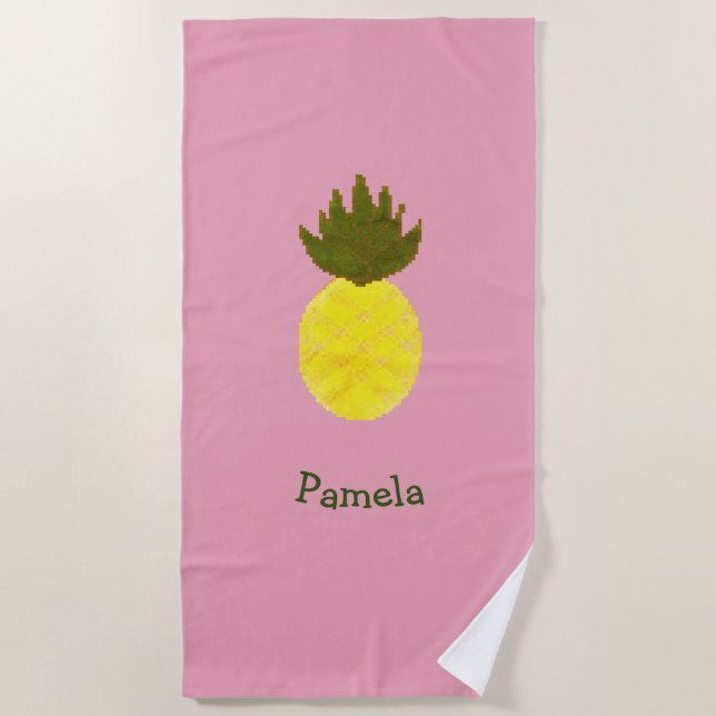 Serviette De Plage Ananas Pixelé (Devant)