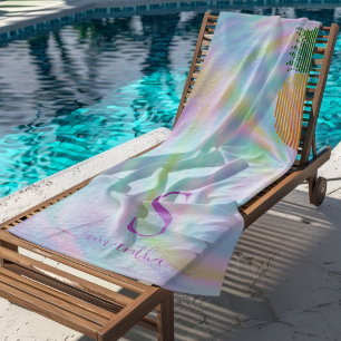Serviette De Plage Ananas Tropical Personnalisé Pastel Holographique 