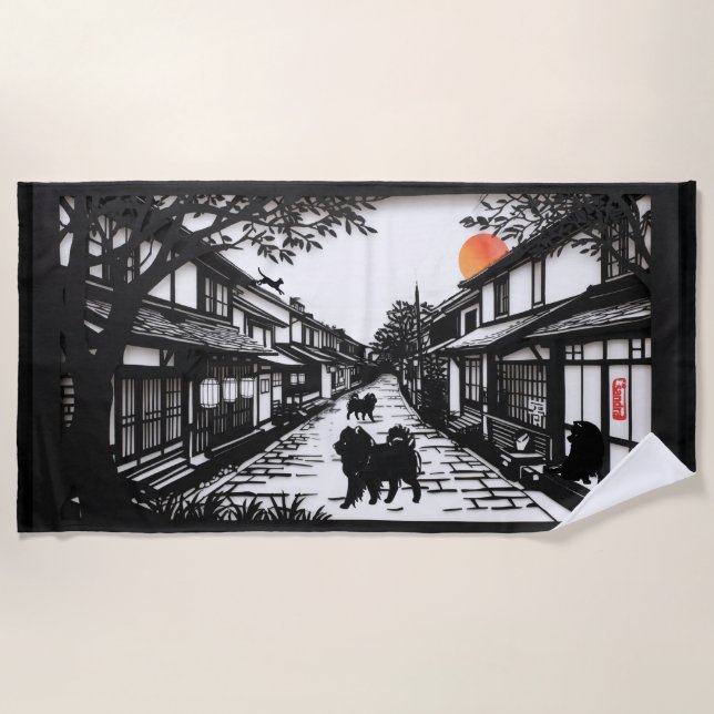 Serviette De Plage ANCIENS BLANCHISSEURS Chow (Devant)