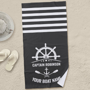 Serviette De Plage Ancre nautique Bateau à aubes Capitaine Nom du bat