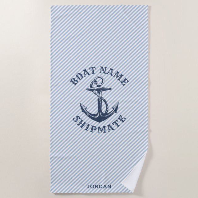 Serviette De Plage Ancre nautique | Navire personnalisé (Devant)