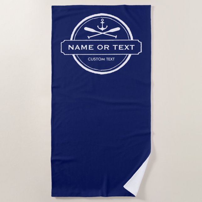 Serviette De Plage Ancre nautique, palettes nom, coutume de Chambre (Devant)