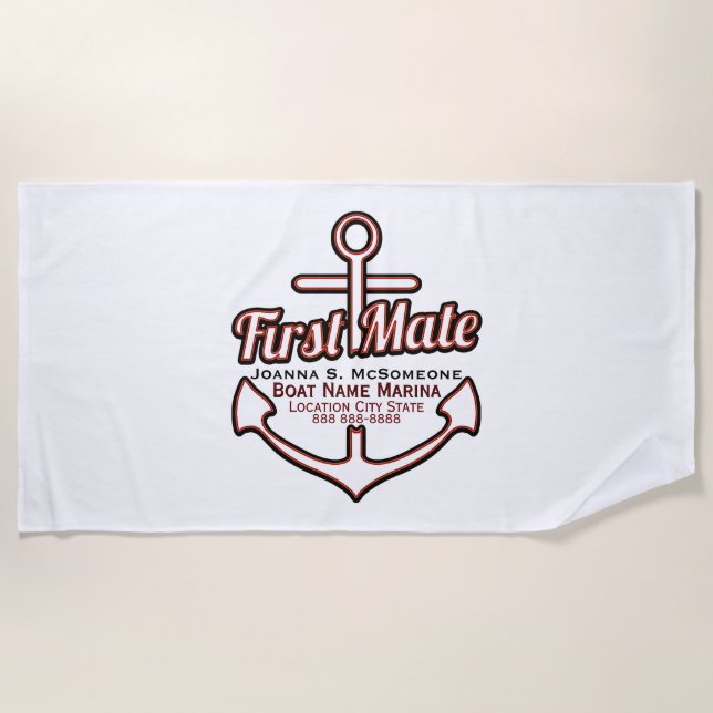 Serviette De Plage Ancre Nautique personnalisée (Devant)