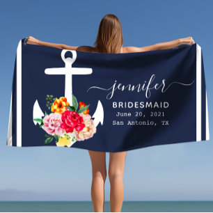 Serviette De Plage Ancre nautique personnalisée Salle de bain Ocean N