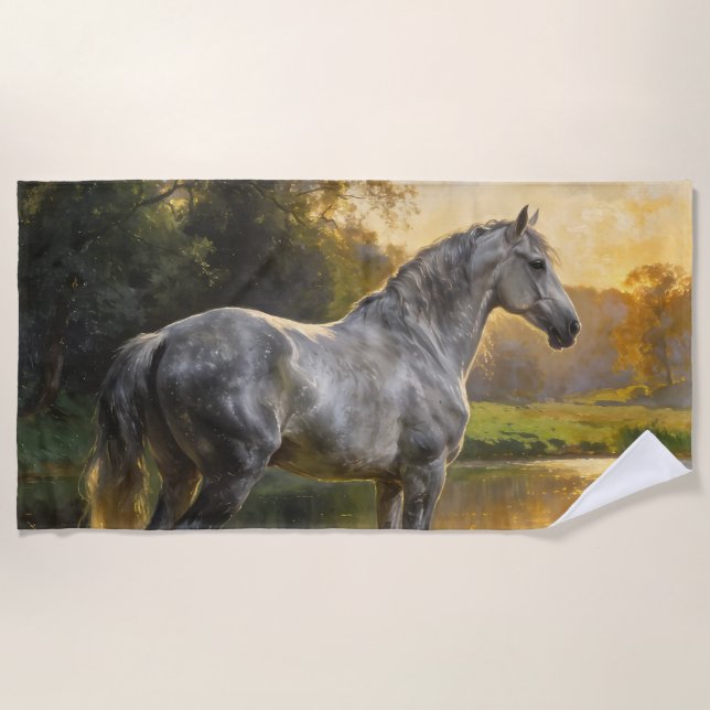 Serviette De Plage Andalusian Stallion by the Lake (Devant)