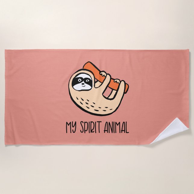 Serviette De Plage Animau drôle d'esprit paresseux (Devant)