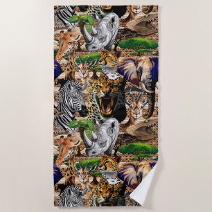 Serviette De Plage Animaux sauvages de la Savane africaine